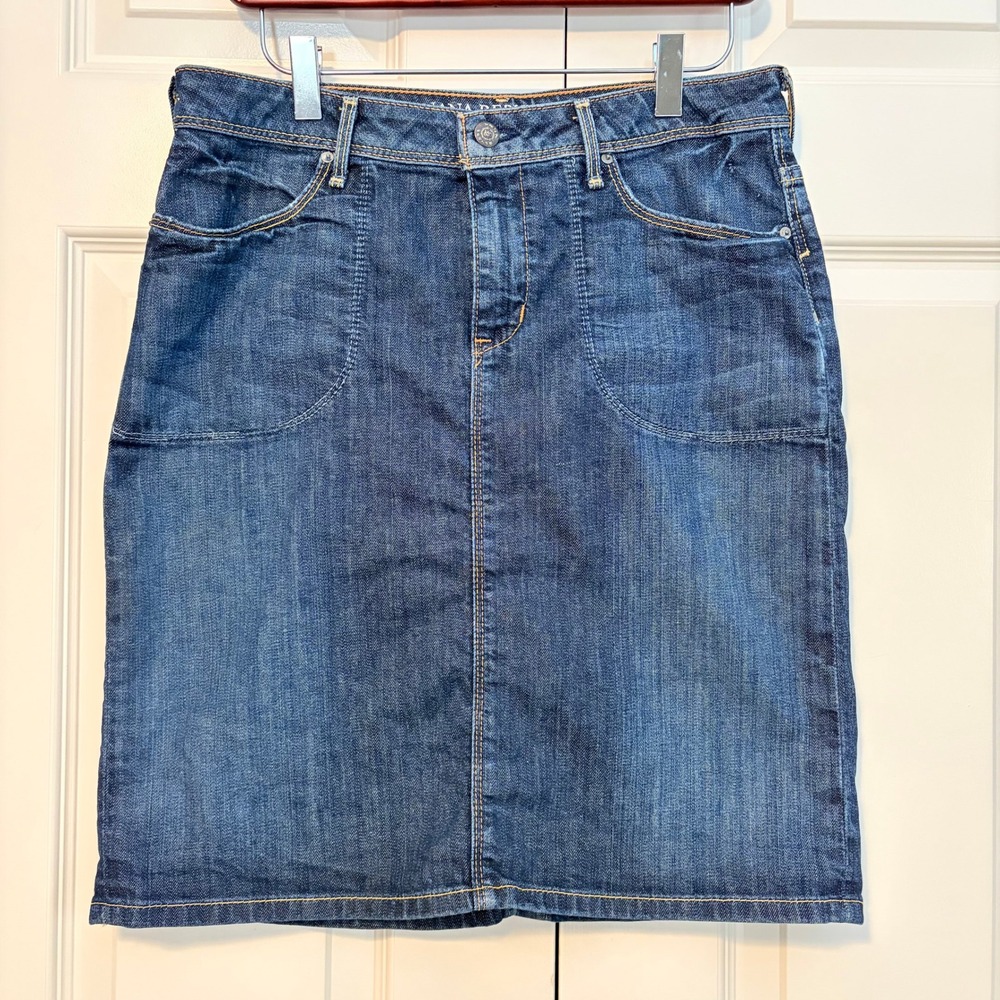 Banana Republic Premium Denim Dark Wash Cotton Stretch Mini Skirt Womens 4